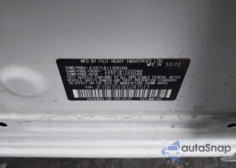 2014 Subaru Impreza Wrx из США, поврежденный, VIN JF1GR7E63EG247513